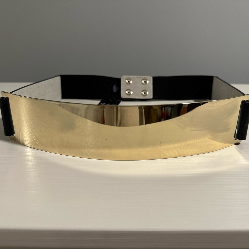 NWT WHBM Gold & Leather Belt Sz Med